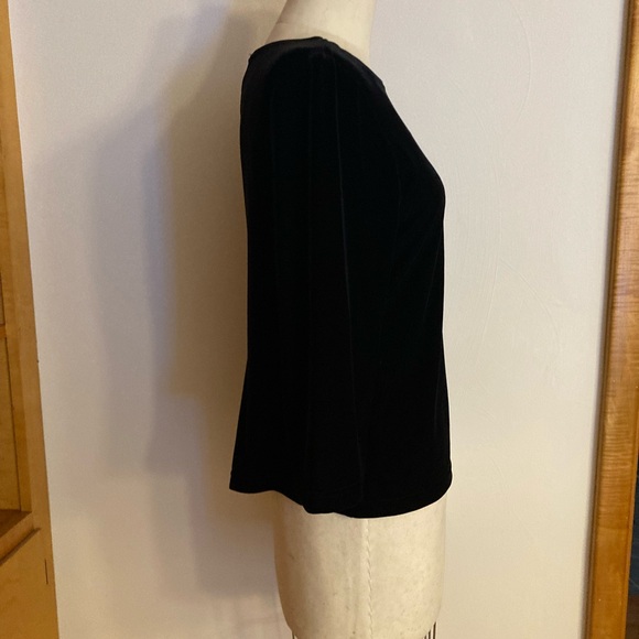 Ronni Nicole Black Velvet Long Sleeve Top Boat Neck Sabrina - Picture 5 of 6